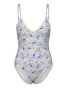 Nila V-Neck Crochet Trimmed Swimsuit Blue Malina