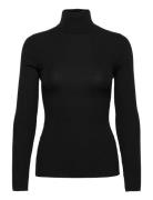 Merino Fine Rib Top Long Sleev Black Wolford