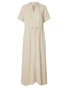 Slfviva-Damina Ss Ankle Sun Dress Noos Cream Selected Femme