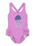 Swimsuit W. Application Purple Color Kids