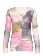 Mesh Top In Liqued Flower Print Pink Coster Copenhagen