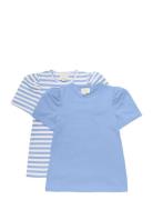 T-Shirt Ss 2-Pack Blue Creamie