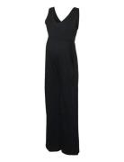 Mlivy Sl Jrs V-Neck Jumpsuit Noos Black Mamalicious