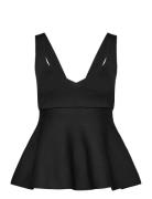 Fine-Knit Peplum Top Black Mango