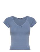 Tjw Slim Vneck Gmd Rib Ss Blue Tommy Jeans