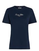 Reg Script C-Nk Tee Ss Navy Tommy Hilfiger