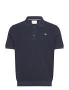 Micro Textured Cotton Ss Polo Navy GANT