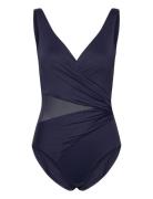 Shaping Shell Mesh Swimsuit Navy Hunkemöller