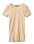 Rib T-Shirt Lace Ss Yellow Wheat