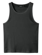 Nlfhinaja Crop Solid Tank Top Black LMTD