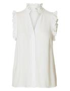 Slfviva Sl Sun Ruffle Top Noos White Selected Femme