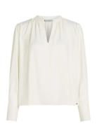 Soft Viscose V-Neck Ls Blouse White Tommy Hilfiger