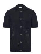 Chrocet S/S Cardigan Navy Lindbergh
