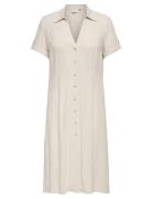 Carsiesta Ss But Long Linen Bl Dress Cream ONLY Carmakoma