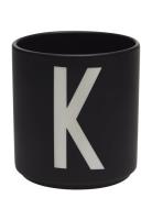 Black Porcelain Cups A-Z Black Design Letters
