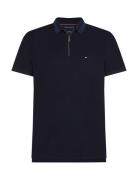 Mercerised Pique Zip Reg Polo Navy Tommy Hilfiger