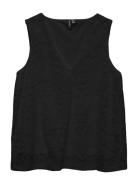 Vmh Y Lace Sl V-Neck Top Wvn Ga Black Vero Moda