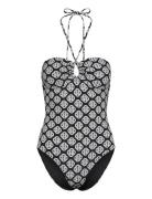 Monogram Print Swimsuit Black GANT