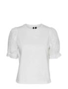 Vmsenna Ss Emb Sleeve Top Jrs White Vero Moda