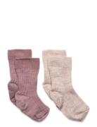 2-Pakning Sokker I Ullblanding Pink Lindex