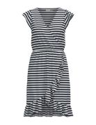 Vimo Y S/S Wrap Flounce Dress /1/Ka Navy Vila