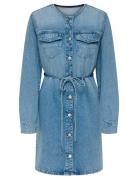 Onlminnie No Collar Belt Denm Dress Blue ONLY