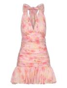 Mave Halter Neck Mini Dress Pink Bardot