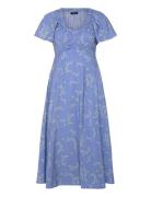 Daniella Faron Drape V Nk Midi Blue French Connection