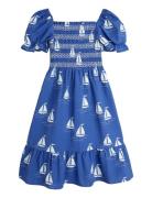 Sailing Boats Aop Woven Smock Dress Blue Mini Rodini