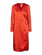 Yaspainterly Ls Wrap Midi Dess S. - Show Red YAS