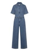 Denim Jumpsuit Belt Blue Mango