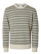 Slhfarfly Ls Knit Crew Neck Cream Selected
