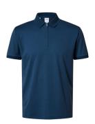 Slhfave Zip Ss Polo Noos Navy Selected