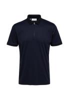 Slhfave Zip Ss Polo Navy Selected