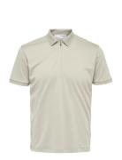 Slhfave Zip Ss Polo Noos Cream Selected