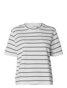 Slfessential Ss Striped Boxy Tee Noos White Selected