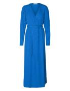 Slfludwika Ls Ankle Satin Dress B Blue Selected
