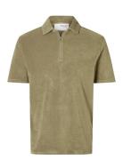 Slhrelax-Terry Ss Zip Polo Ex Green Selected