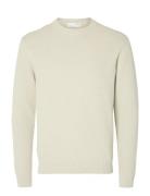 Slhdane Ls Knit Structure Crew Neck Noos Cream Selected