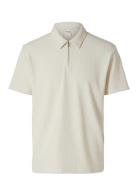 Slhrelax-Plisse Half Zip Ss Polo Ex Cream Selected