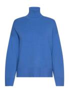Slfkamma Ls Knit Roll Neck Noos Blue Selected