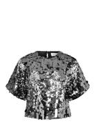 Slftana 3/4 Sequins Top B Silver Selected