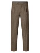 Slh196-Straight Alberto Wool Pant Brown Selected
