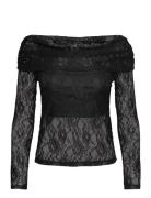 Slfmista Ls Off Shoulder Lace Top Black Selected