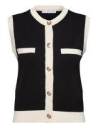 Knitted Waistcoat With Contrast Piping Black Mango