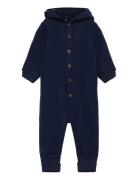 Wool Baby Suit W. Hood Navy Mikk-line