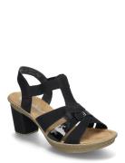Rieker Ladies' Sandals 665K3-62 Beige Black Rieker