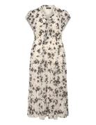 Floral Georgette Tie-Neck Maxidress Cream Lauren Women