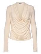 Drape Long Sleeve Top Beige Weekday