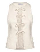 Linen-Blend Top With Bow White Mango